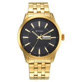 Titan Regalia Men's Analog Watch Black Dial With Gold Stainless Steel Strap , 1725YM03