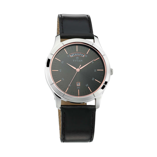 Titan, Men, Analog, Watch, Black Dial, Leather Strap, 1767SL02