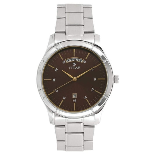 Titan, Men, Analog, Watch, Brown Dial, Stainless steel Strap, 1767SM03