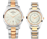 Titan, Couple's Watch Classique Collection Analog, White Dial Silver & Gold Stainless Band 1767KM01P
