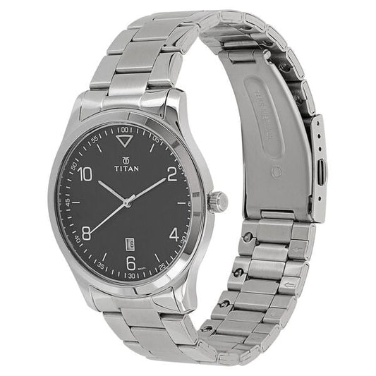 Titan, Men's, Analog Watch, Black Dial, with Stainless Steel Band, TI-1774SM02