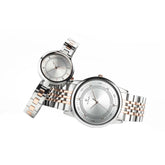Titan Couple's Watch Classique Collection Analog, Silver & White Dial Silver Stainless Strap, 1773KM01P