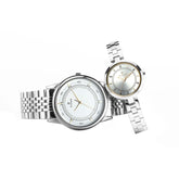 Titan Couple's Watch Classique Collection Analog, Silver & White Dial Silver Stainless Strap, 1773SM01P
