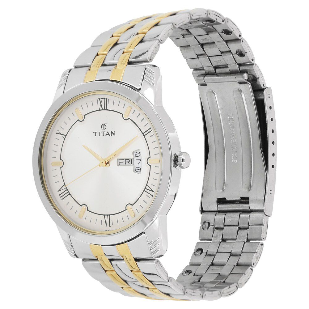 Titan Men's Watch Silver Dial Silver & Gold Stainless Steel Strap Watch, 1774BM01 - view 2