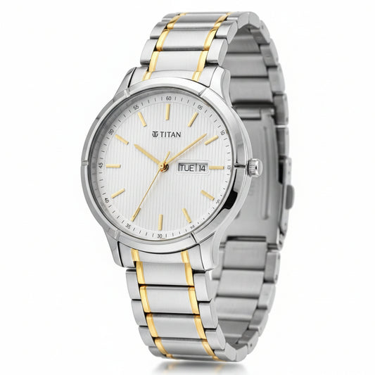Titan, Men, Analog, Watch, White Dial, Stainless steel Strap, 1775BM02