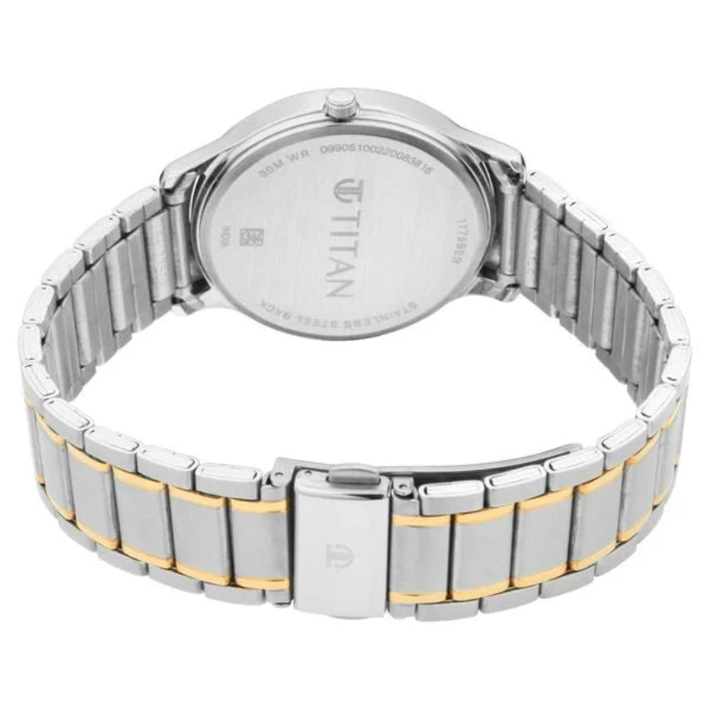Titan, Men's, Analog Watch, White Dial, with Stainless Steel Band, TI-1775BM02