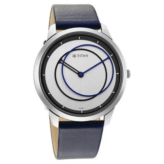 Titan, Men's, Analog Watch, Blue Dial, with Leather Band, TI-1801SL02
