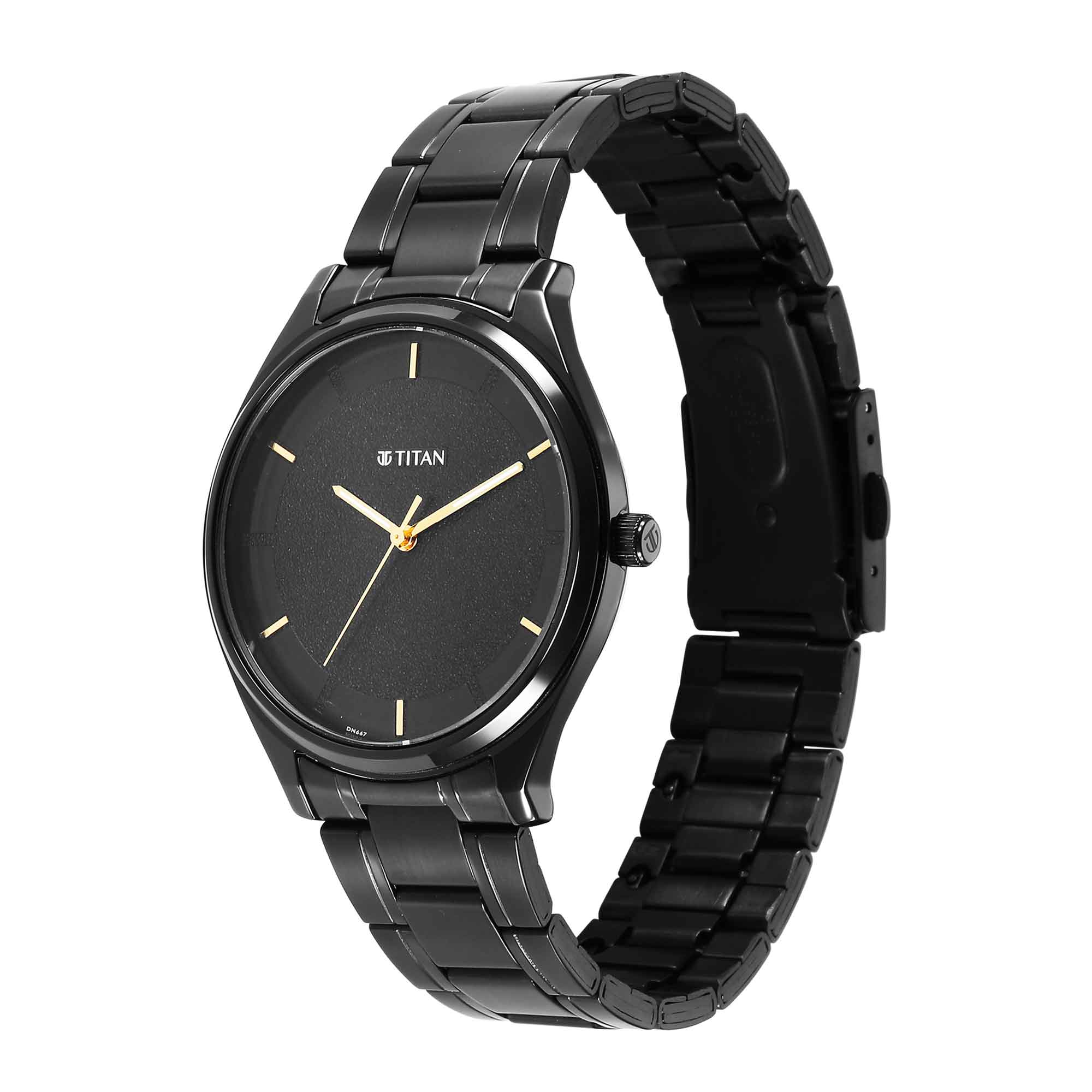 Titan Men's Watch, Black Dial Stainless Steel Strap Watch for Men, 1802NM01 - view 3