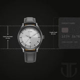 Titan Neo Economy Men's Watch Analog Silver Dial with Black Leather Strap, 1802QL01