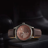 Titan Neo Economy Men's Watch Analog Brown Dial with Brown Leather Strap, 1802QL02