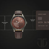 Titan Neo Economy Men's Watch Analog Brown Dial with Brown Leather Strap, 1802QL02