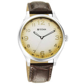 Titan Trendsetters Men's Watch Analog Beige Dial With Brown Leather Strap, 1802SL14