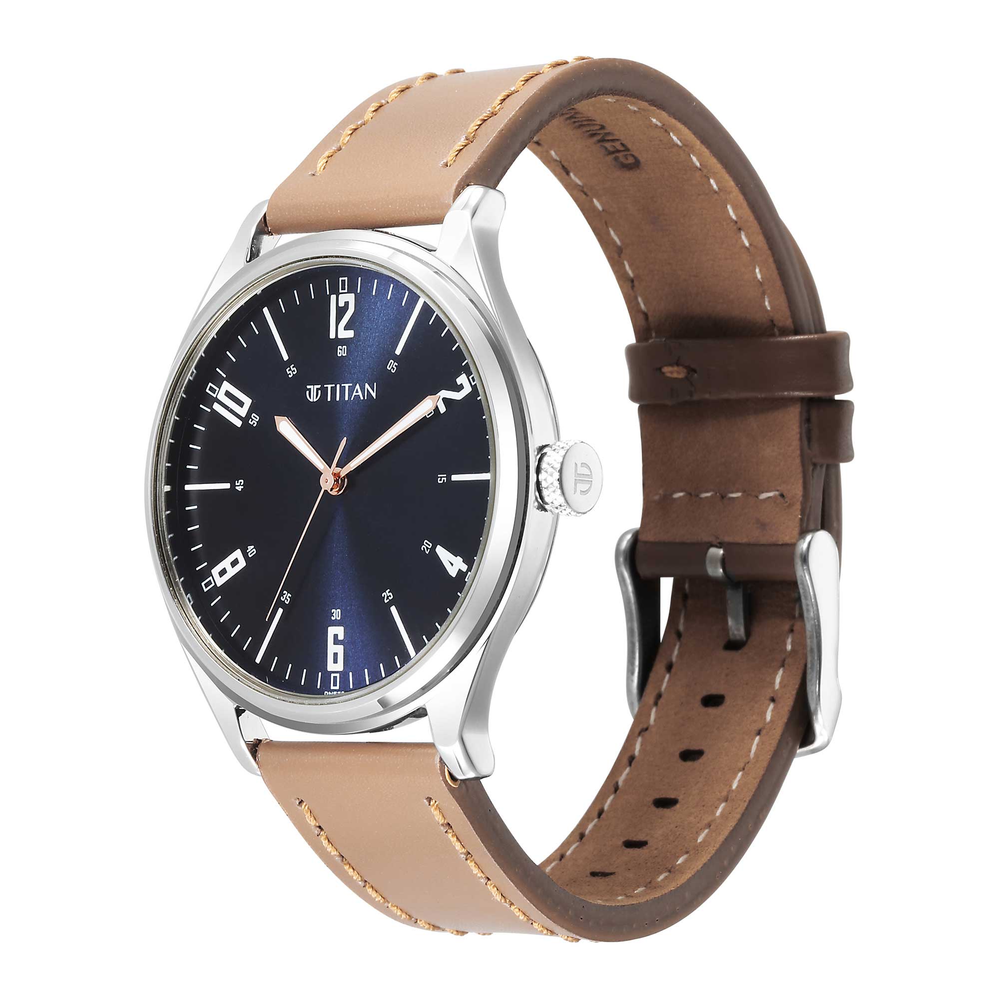Titan Men's Watch Workwear Collection Black Dial Brown Leather Strap Analog Watch, 1802SL1 - view 3