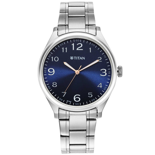 Titan, Men, Analog, Watch, Blue Dial, Stainless steel Strap, 1802SM05