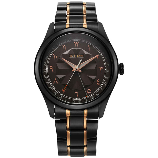 Titan, Men, Analog, Watch, Black Dial, Stainless steel Strap, 1805KM09