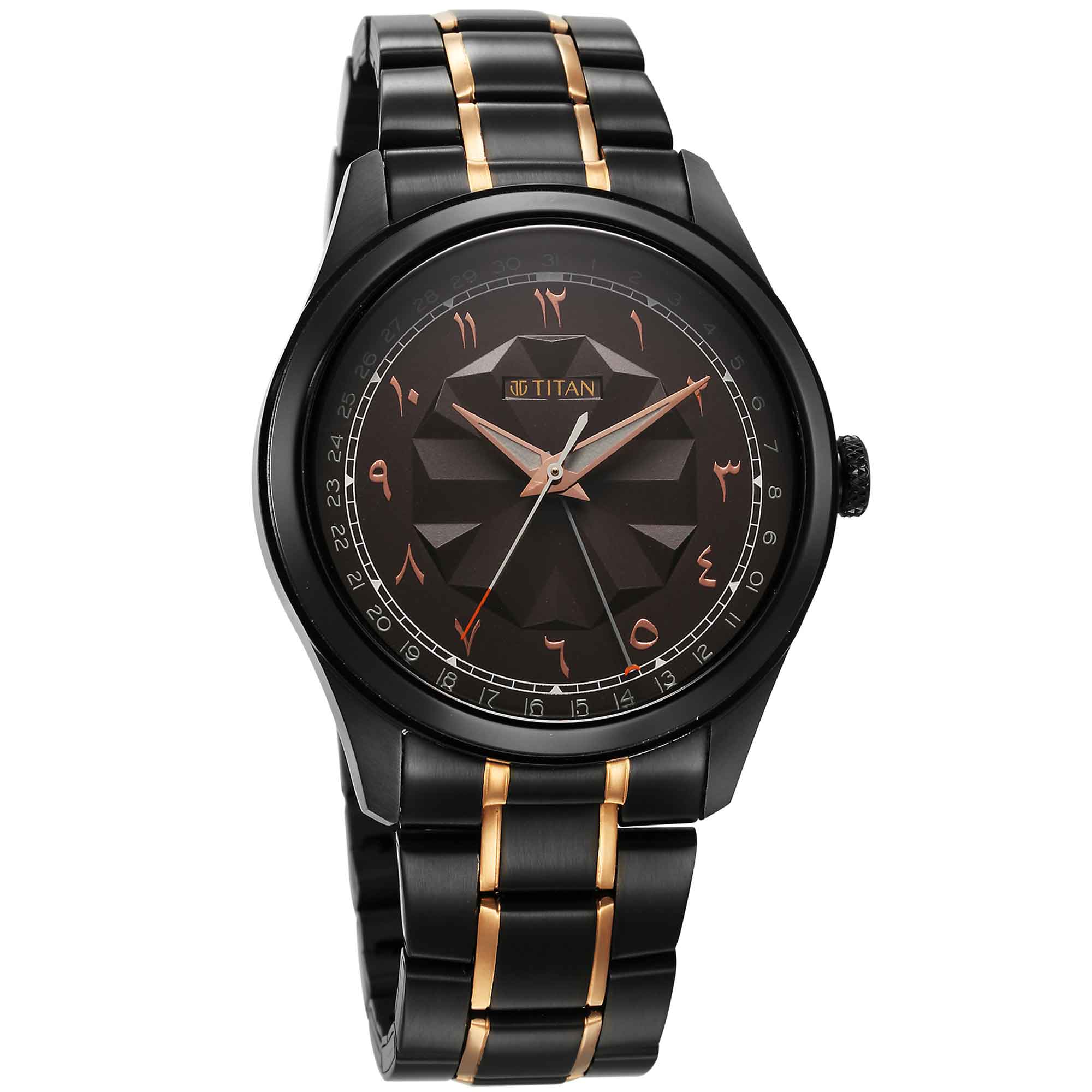Titan Classique Men's Watch Analog Black Arabic Dial with Black Stainless Steel Band, 1805 - view 2