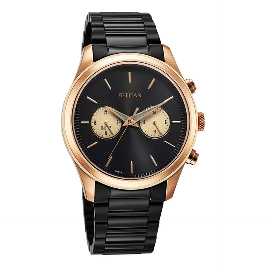Titan, Men's, Analog Watch, Black Dial, with Stainless Steel Band, TI-1805KM12