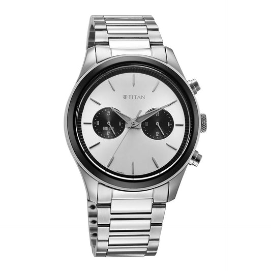 Titan, Men's, Analog Watch, Silver Dial, with Stainless Steel Band, TI-1805KM13