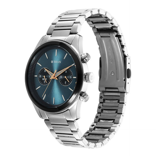 Titan, Men's, Analog Watch, Silver Dial, with Stainless Steel Band, TI-1805KM14