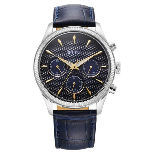 Titan, Men, Analog, Watch, Blue Dial, Leather Strap, 1805SL13