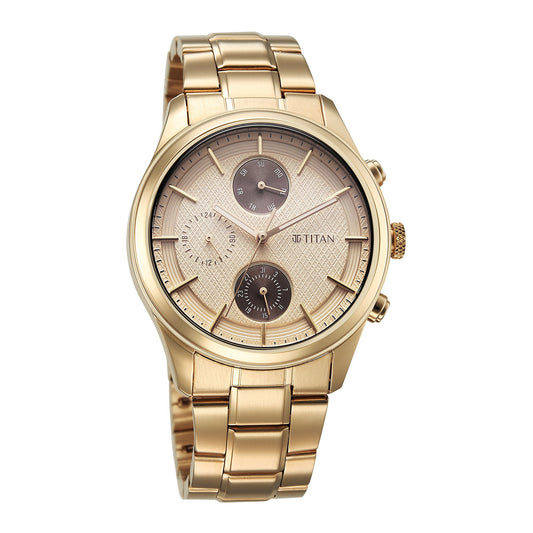 Titan, Men, Analog, Watch, Cream Dial, Stainless steel Strap, 1805WM02