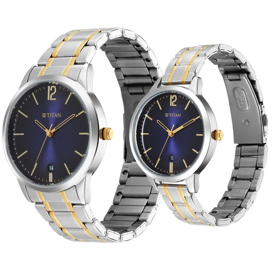 Titan, Unisex, Analog Watch, Blue Dial, with Stainless Steel Band, TI-1806BM01P