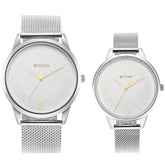 Titan, Unisex, Analog, Watch, White Dial, Stainless steel Strap, 1806SM01P