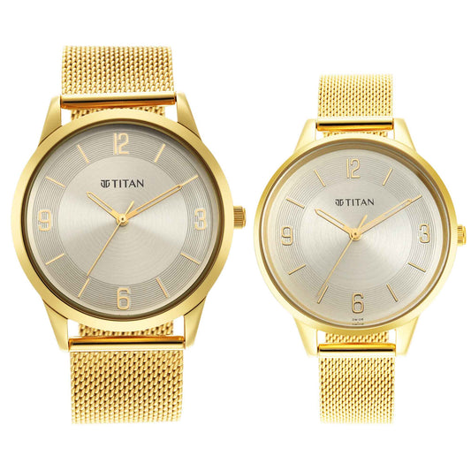 Titan, Unisex, Analog, Watch, Champagne Dial, 18062YM01P
