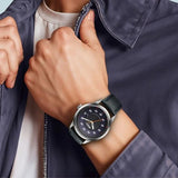 Titan Octane Men's Watch Analog Blue Dial with Black Leather Strap, 1806SL14