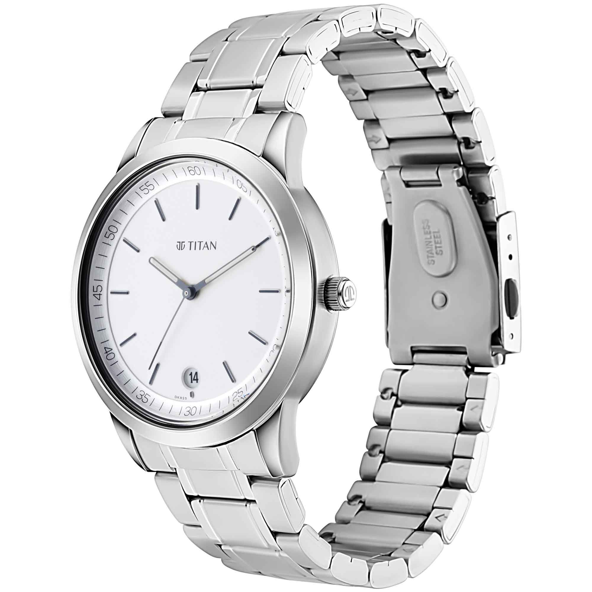 Titan Men's Watch Minimals Analog , White Dial Stainless Steel Strap, 1806SM03 - view 2