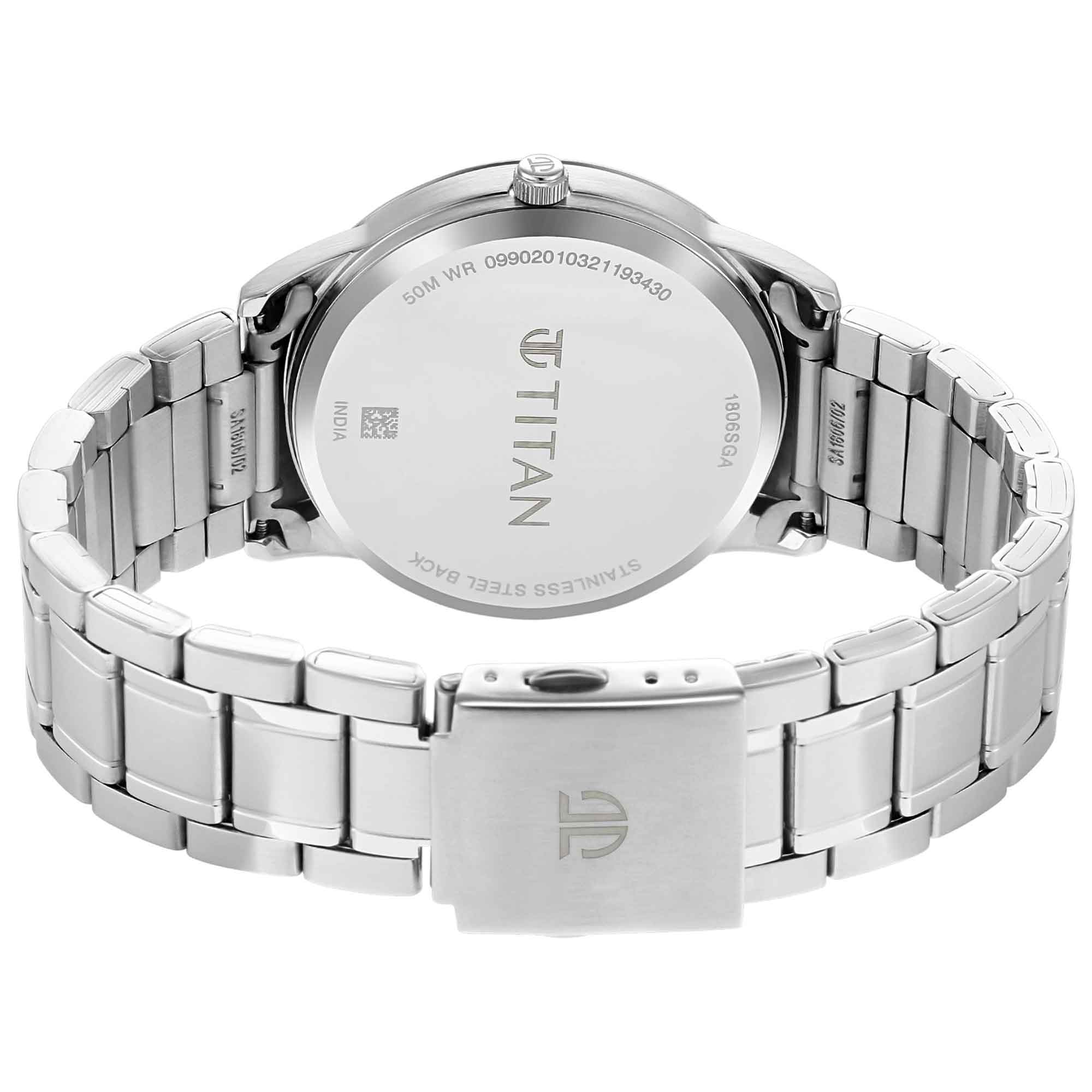 Titan Men's Watch Minimals Analog , White Dial Stainless Steel Strap, 1806SM03 - view 4