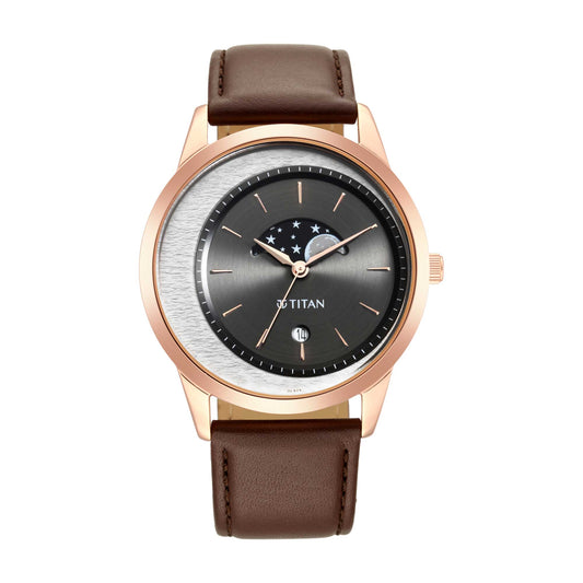 Titan, Men, Analog, Watch, Black Dial, Leather Strap, 1806WL04