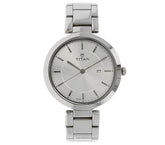 Titan Women's Watch Work wear Collection Analog, Silver Dial Silver Stainless Strap, 2480SM07