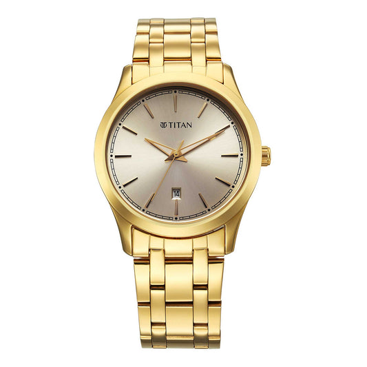 Titan, Men, Analog, Watch, Beige Dial, Stainless steel Strap, 1823YM02