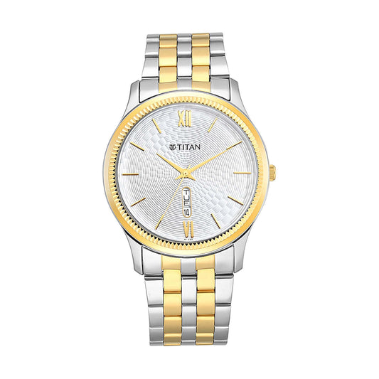 Titan, Men, Analog, Watch, White Dial, Stainless steel Strap, 1824BM02