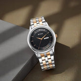 Titan Karishma Men's Watch Analog Black Dial with Two-Toned Stainless Steel Band, 1824KM02