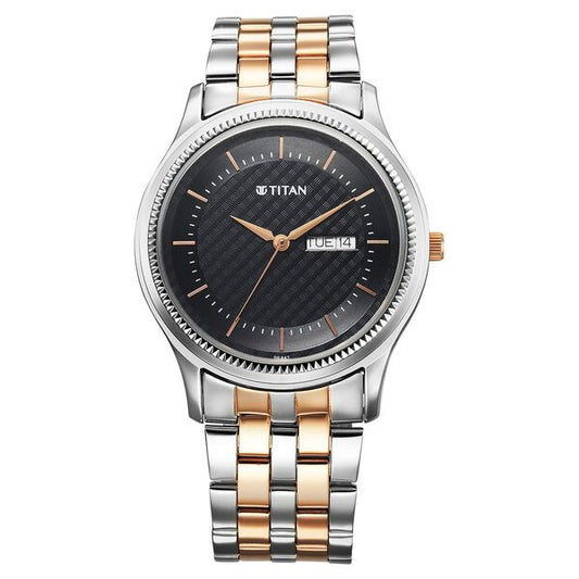 Titan, Men, Analog, Watch, Black Dial, Stainless steel Strap, 1824KM02
