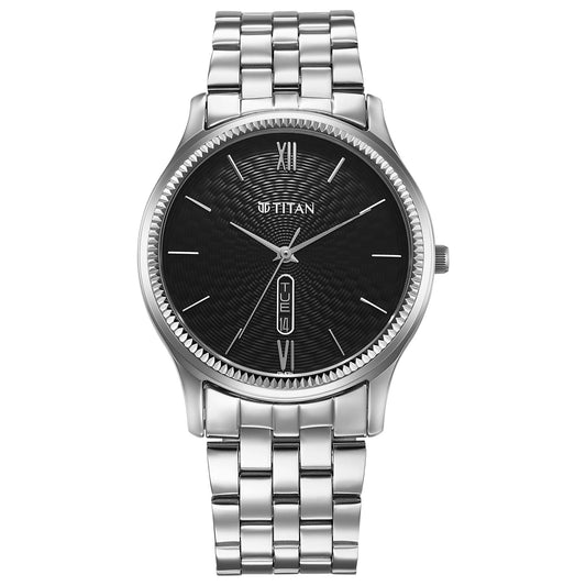 Titan, Men's, Analog Watch, Black Dial, with Stainless Steel Band, TI-1824SM01