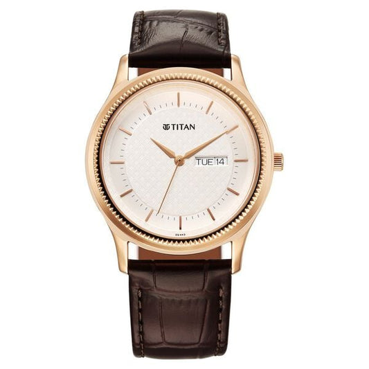 Titan, Men, Analog, Watch, Silver Dial, Leather Strap, 1824WL03