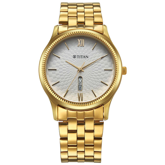 Titan, Men's, Analog Watch, Gold Dial, with Stainless Steel Band, TI-1824YM03