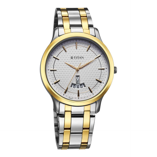 Titan, Men's, Analog Watch, Silver Dial, with Stainless Steel Band, TI-1825BM02