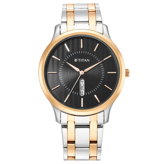 Titan, Men, Analog, Watch, Black Dial, Stainless steel Strap, 1825KM02