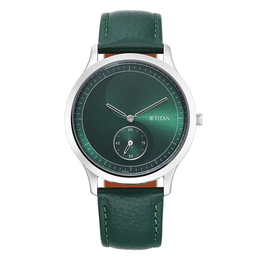 Titan, Men, Analog, Watch, Green Dial, Leather Strap, 1825SL05