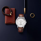 Titan Karishma Men's Watch Analog Silver Dial With Brown Leather Strap, 1825SL15