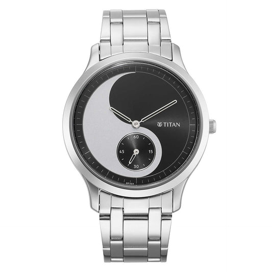 Titan, Men, Analog, Watch, Black Dial, Stainless steel Strap, 1825SM02