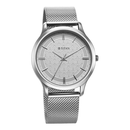 Titan, Men's, Analog Watch, Silver Dial, with Stainless Steel Band, TI-1825SM09