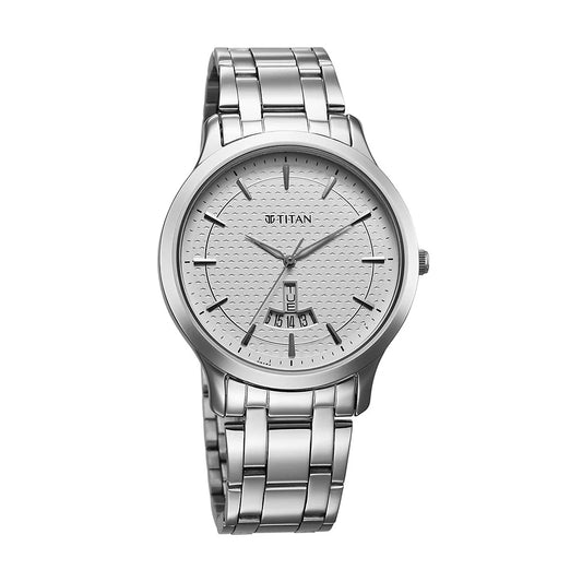 Titan, Men's, Analog Watch, Silver Dial, with Stainless Steel Band, TI-1825SM12