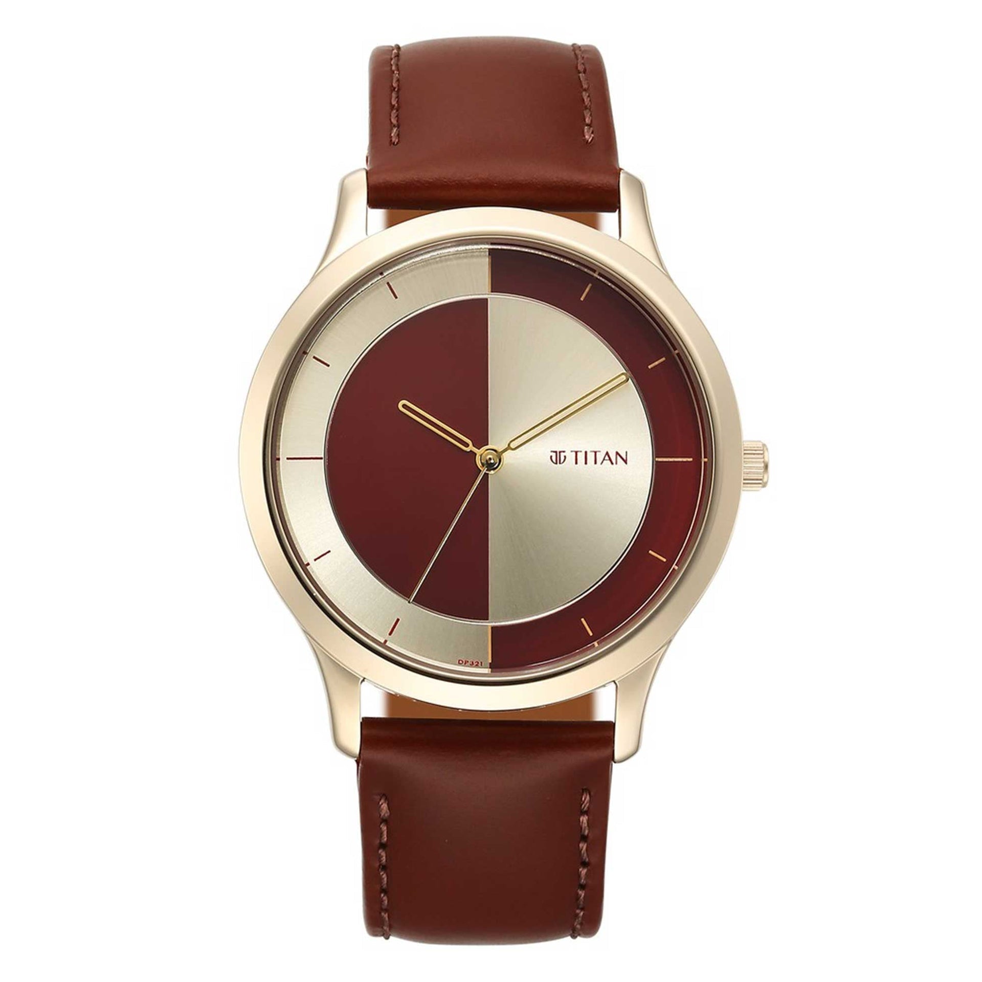 Titan Yin & Yang men's Watch Analog Red Dial With Red Leather Strap, 1825WL04