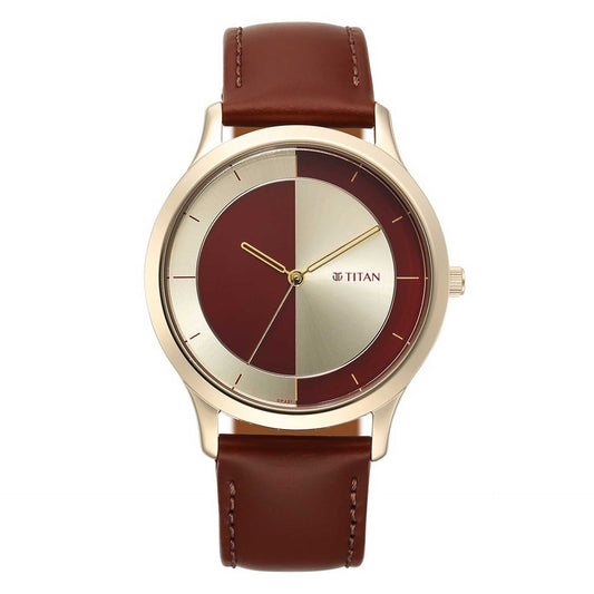 Titan, Men, Analog, Watch, Red Dial, Leather Strap, 1825WL04