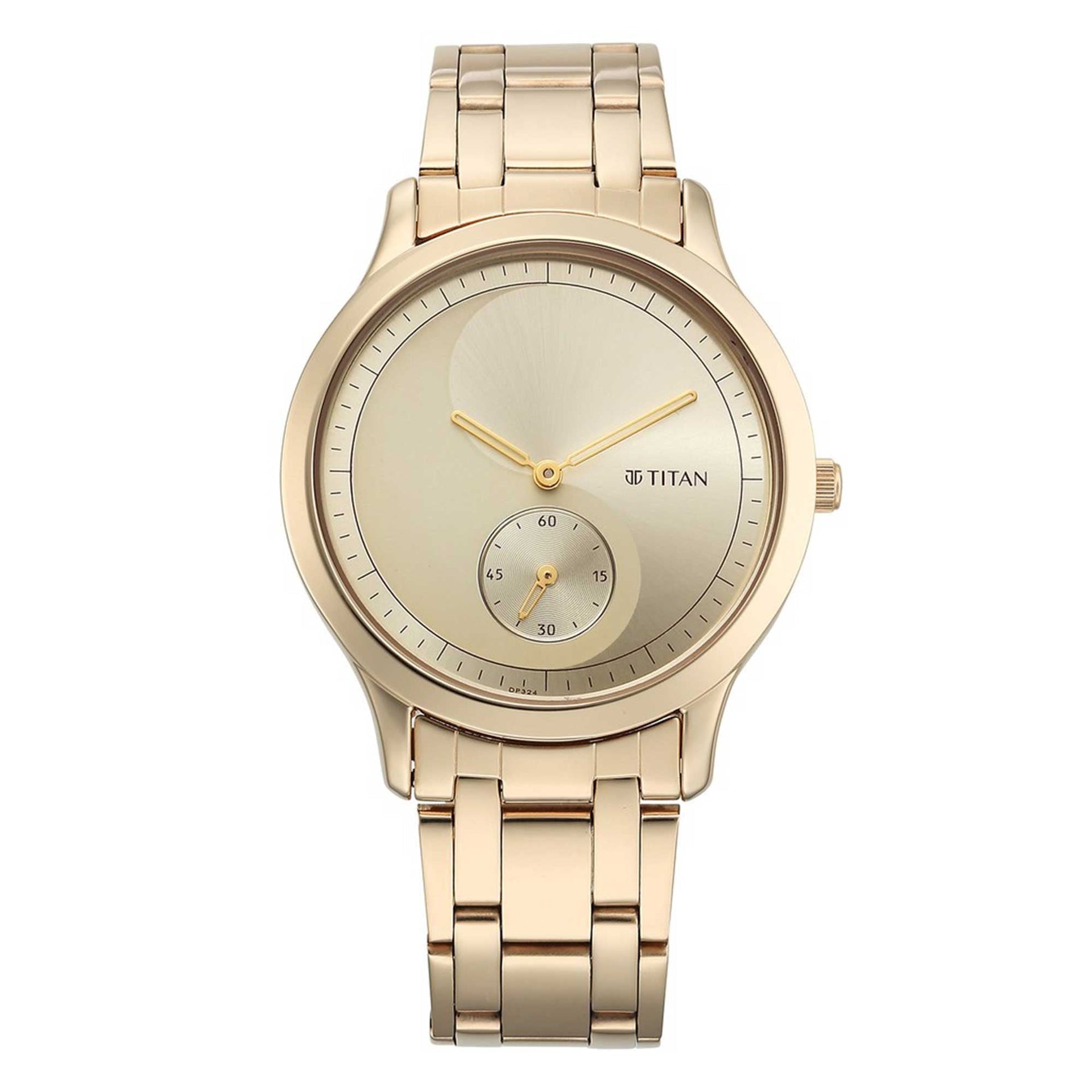 Titan Yin & Yang Men's Watch Analog Champange Dial With Champagne Stainless Steel Band, 1825WM02